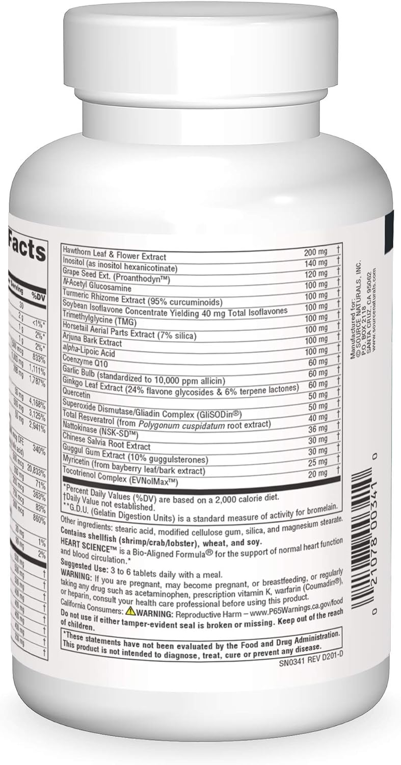 Source Naturals HeartScience Multi-Nutrient Complex - Supports Normal Heart Function & Blood Circulation - 120 Tablets