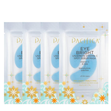 Pacifica Beauty Eye Bright Vitamin C Spot Serum Mask, Under Eye Patches, Brightening, Moisturizing, Plumping For All Skin Types, Plant-Based, Vegan + Cruelty Free, Blue, 4 Count