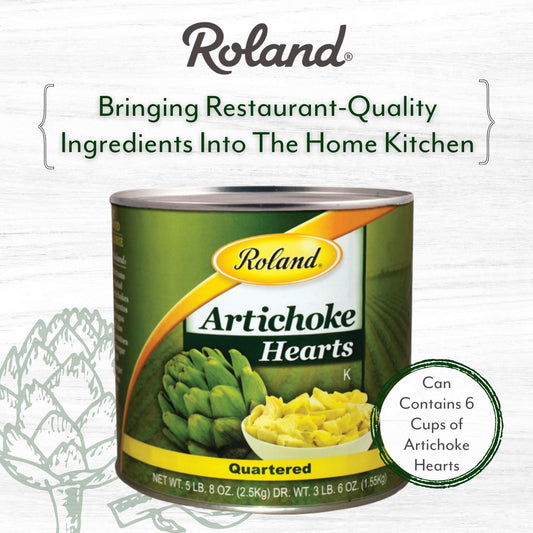 Roland Foods Quartered Artichoke Hearts, 5 Pound 8 Ounce Can, Pack Of 2