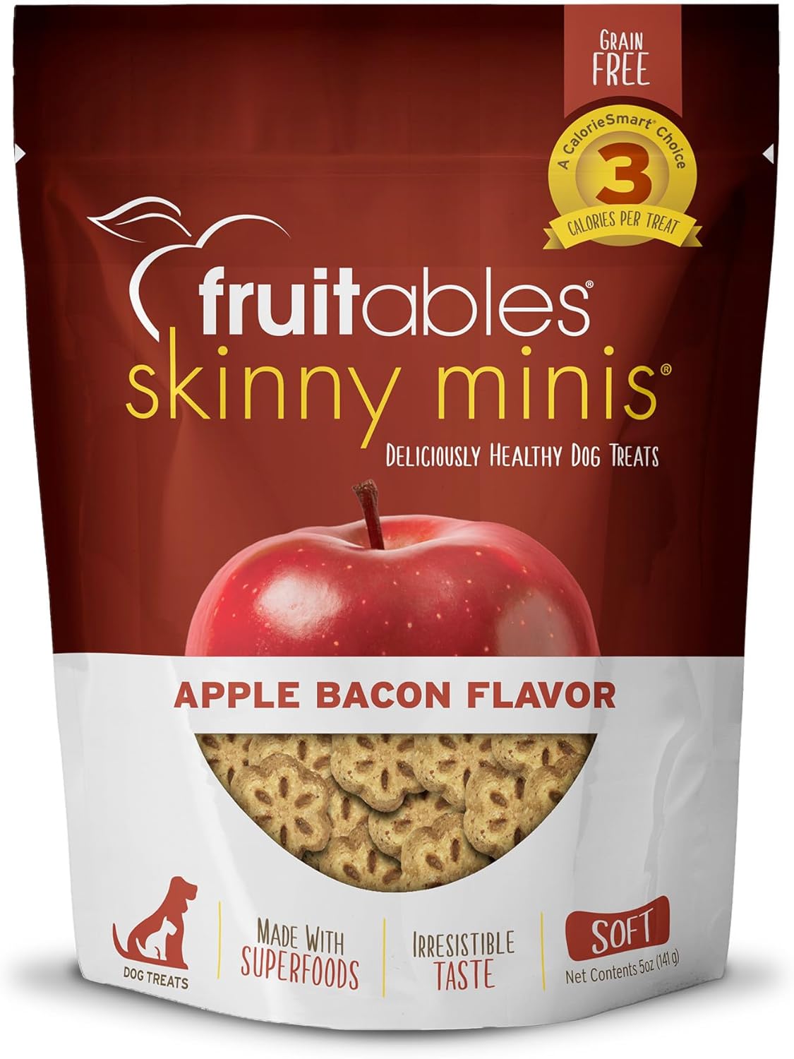 Fruitables Skinny Mini Dog Treats – Healthy Treats For Dogs – Low Calorie Training Treats – Free Of Wheat, Corn And Soy – Apple Bacon – 5 Ounces