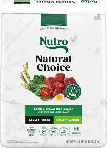 Nutro Natural Choice Adult Healthy Weight Dry Dog Food, Lamb And Brown Rice Recipe, 30 Lbs