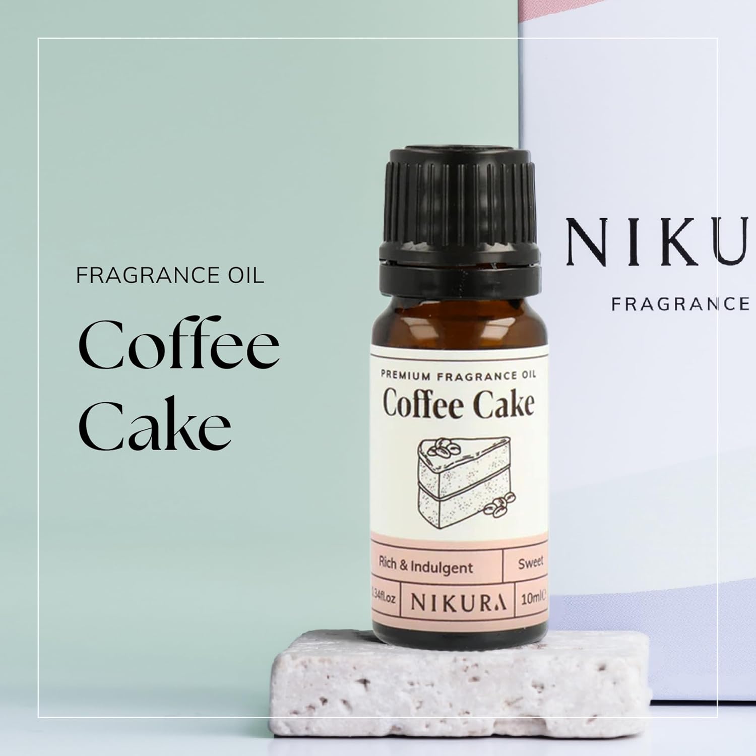 Nikura | Coffee Cake Fragrance Oil - 10ml | Perfect for Soap Making, Candle Making, Wax Melts, Diffuser | Great for use in Bath Bombs, Perfume Oil, Perfume Scents, Potpourri | Vegan & UK Made : Amazon.co.uk: Home & Kitchen
