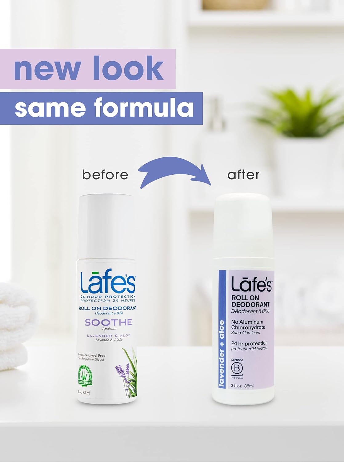 Lafe'S | Soothe - Lavender & Aloe - Roll-On All Natural Deodorant For Women & Men| Vegan, Cruelty Free, Gluten Free, Aluminum Free, Paraben Free & Baking Soda Free With 24-Hour Protection (3 Oz) (Laf-0011) : Beauty & Personal Care