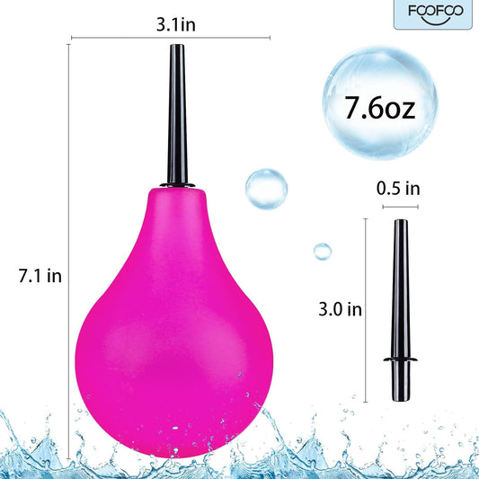 Enema Bulb 7.6oz Douche Enema Kit Includes 4 Nozzles for Women & Men Purple with Storage Bag