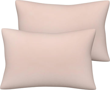 Pobibaby - 2 Pack Premium Toddler Solid Pillowcase - Ultra Soft Jersey Knit - Crib & Kids Pillow, Travel Pillow Case Cover (Pink Beige)