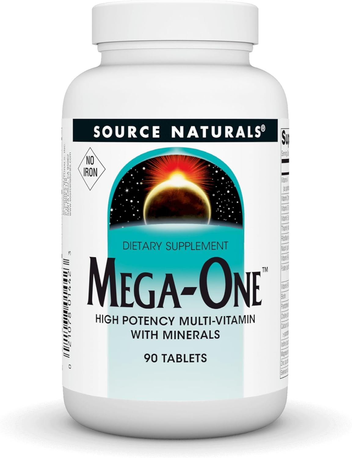 Source Naturals Mega-One Muti-Vitamin With Minerals, No Iron - 90 Tablets