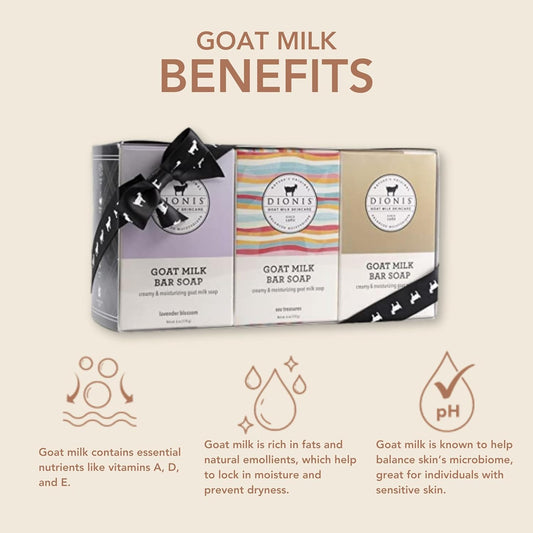Dionis Goat Milk Bar Soap Expanded Gift Set Of 6 Moisturizing Triple Milled Soap Bars For All Skin Types – Paraben Free, Cruelty Free, Made In The Usa - Nourishes, Moisturizes & Hydrates Dry Skin