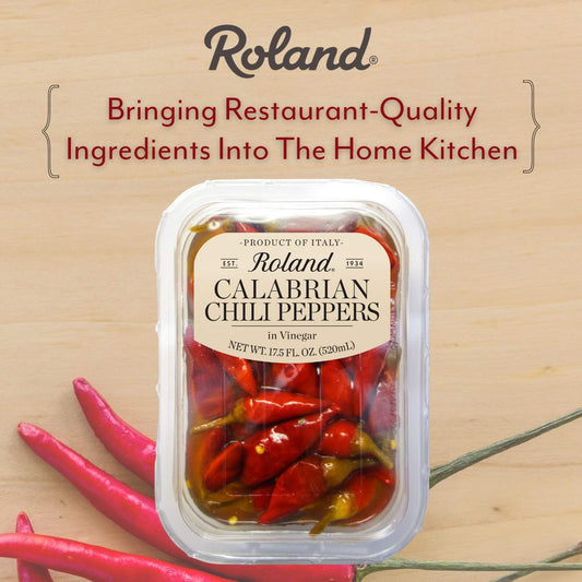 Roland Foods Calabrian Chili Peppers in Vinegar, Specialty Imported Food, 17.5-Ounce Package