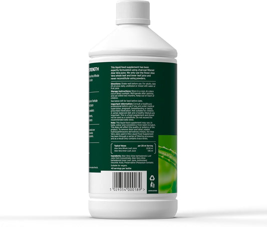 Aloe Pura Aloe Vera Maximum Strength Juice, Natural, Vegan, Cruelty Free, Food Supplement, 1Ltr