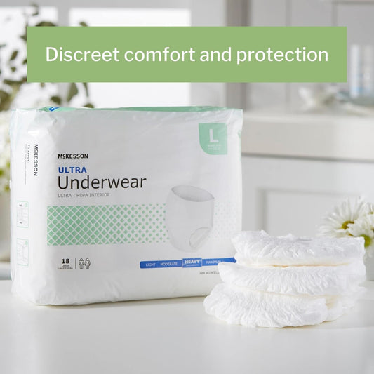 Mckesson Ultra Underwear, Incontinence, Heavy Absorbency, Large, 18 Count