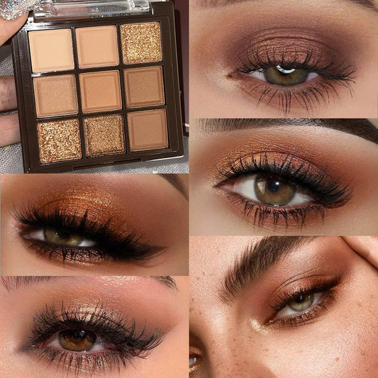 9Colors Eye Shadow Palette Makeup,Pink Rose Gold Purple Mauve Neutral Travel Eyeshadow Palette Highly Pigmented Long Lasting Waterproof Naturing-Looking Eyeshadow Palette Travel Size Gift Kit