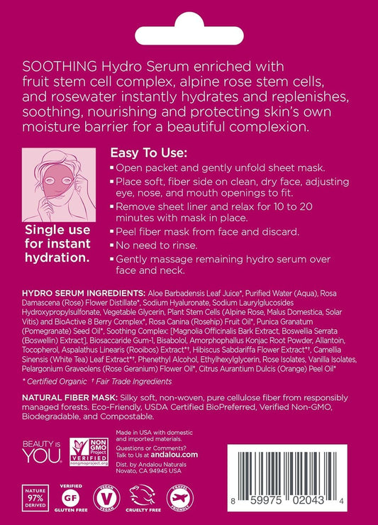 Andalou Naturals Instant Hydration Hydro Serum Facial Mask, 0.6 Fluid Ounce