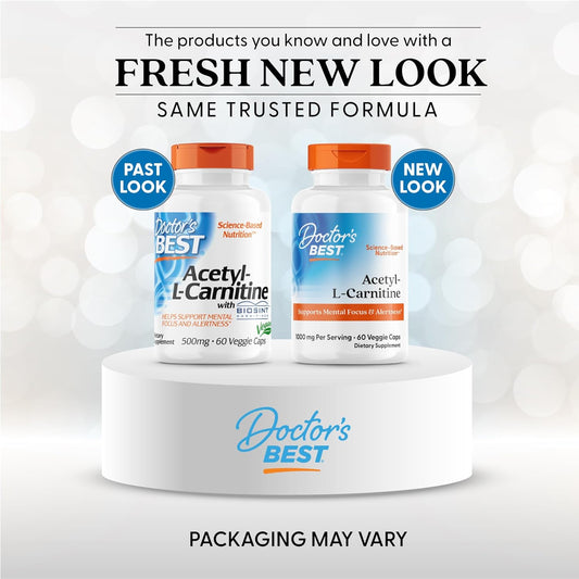 Doctors Best Acetyl-L-Carnitine, Supports Mental Focus & Alertness, Non-Gmo, Gluten Free, Soy Free, Vegan 60 Veggie Caps