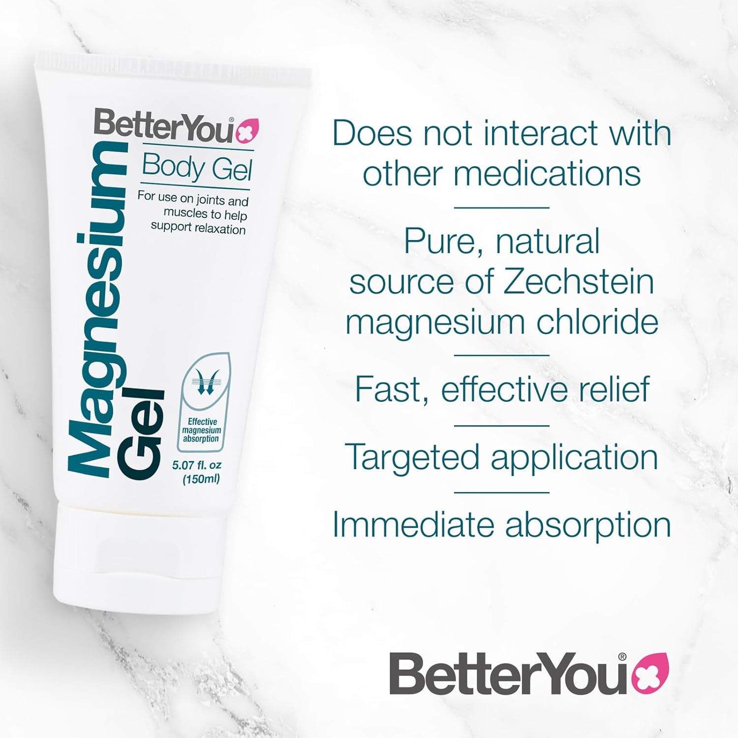 BetterYou Magnesium Body Gel | Pure, Clean, and Natural Source of Magnesium Chloride | Transdermal Magnesium Body Gel | for Use On Joints and Muscles | 150ml : Amazon.co.uk: Health & Personal Care