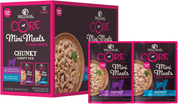 Wellness Core Grain Free Small Breed Mini Meals Chunky Variety Pack, 3 Oz (Pack Of 12)