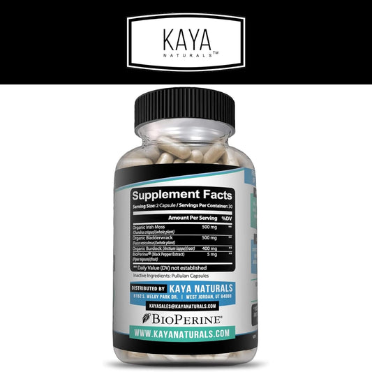 Kaya Naturals Sea Moss | Joint Supplement For Men And Women | With Organic Burdock Root, Irish Moss, Bladderwrack, And Bioperine | For Joint Health And Immune Boost