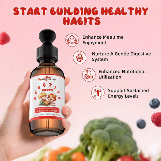 Appetite Booster Drops For Kids Adults: Appetite Support Supplement With Bromelain Hawthorn Zinc Vitamin B12 For Picky Eater Healthy Digestive & Nutritional Balance, Sugar Free Vegan 30 Days