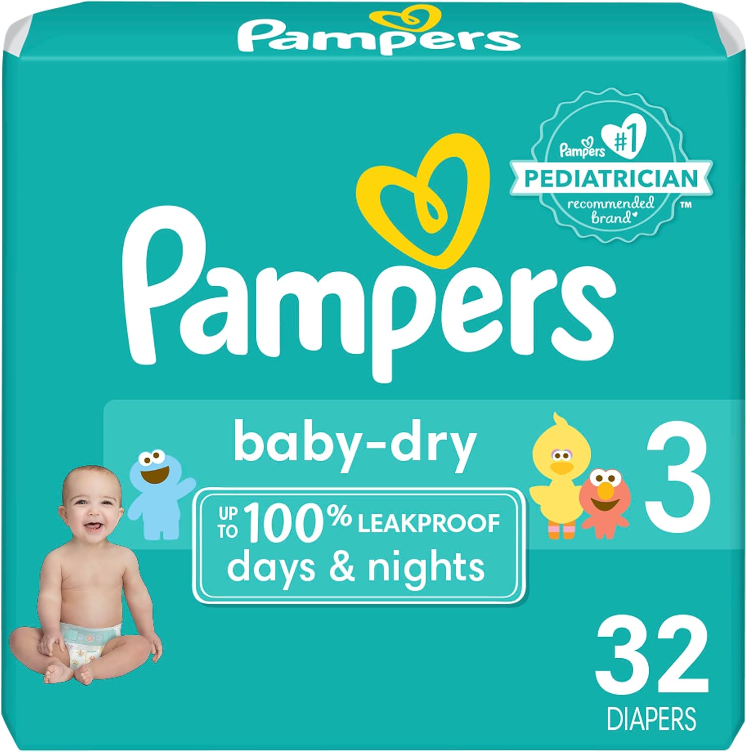 Pampers Baby Dry Diapers - Size 3, 32 Count, Absorbent Disposable Diapers