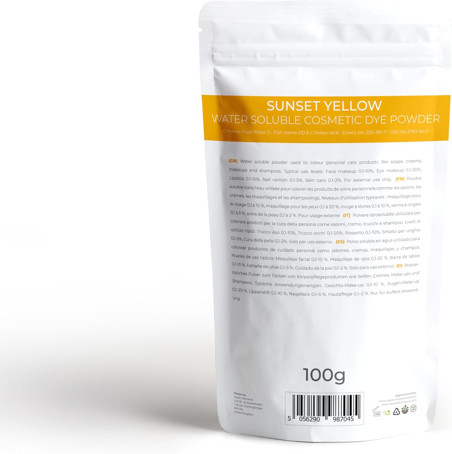 Mystic Moments | Sunset Yellow Water-Soluble Cosmetic Dye Powder 100g | Perfect for Soap Making, Creams, Make Ups, Shampoos and Lotions : Amazon.co.uk: Home & Kitchen