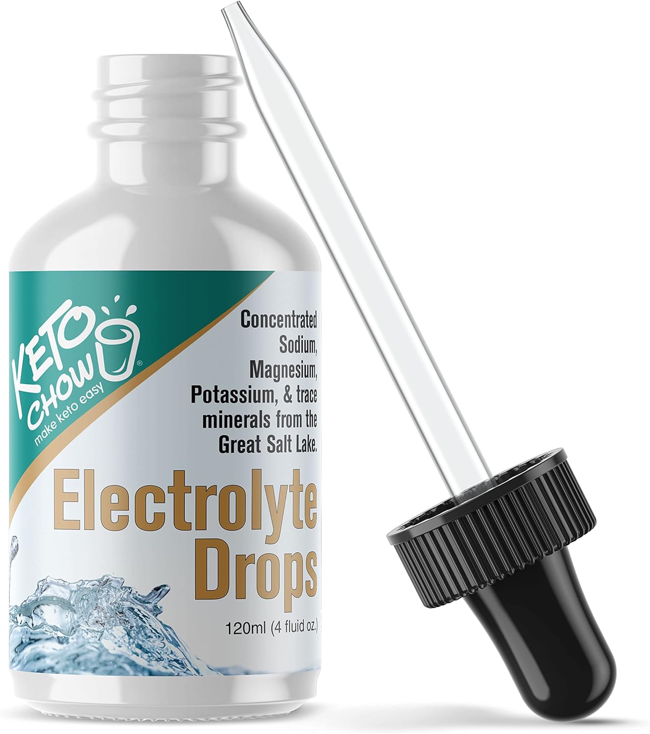 Keto Chow - Electrolyte Hydration Drops - Keto Diets & Intermittent Fasting - Immune Support - Gluten & Sugar Free - Paleo - Sodium, Magnesium, Potassium & Trace Minerals - Unflavored - 4 Fl Oz