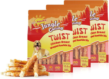 Jungle Calling Dog Treats, Chicken Wrapped Rawhide Dog Treats, Dog Chicken Rawhide Chews, Chicken Sticks Dog Treats, Dog Training Treats For Small, Medium & Large Dogs, 2 Lbs (3 Packs)
