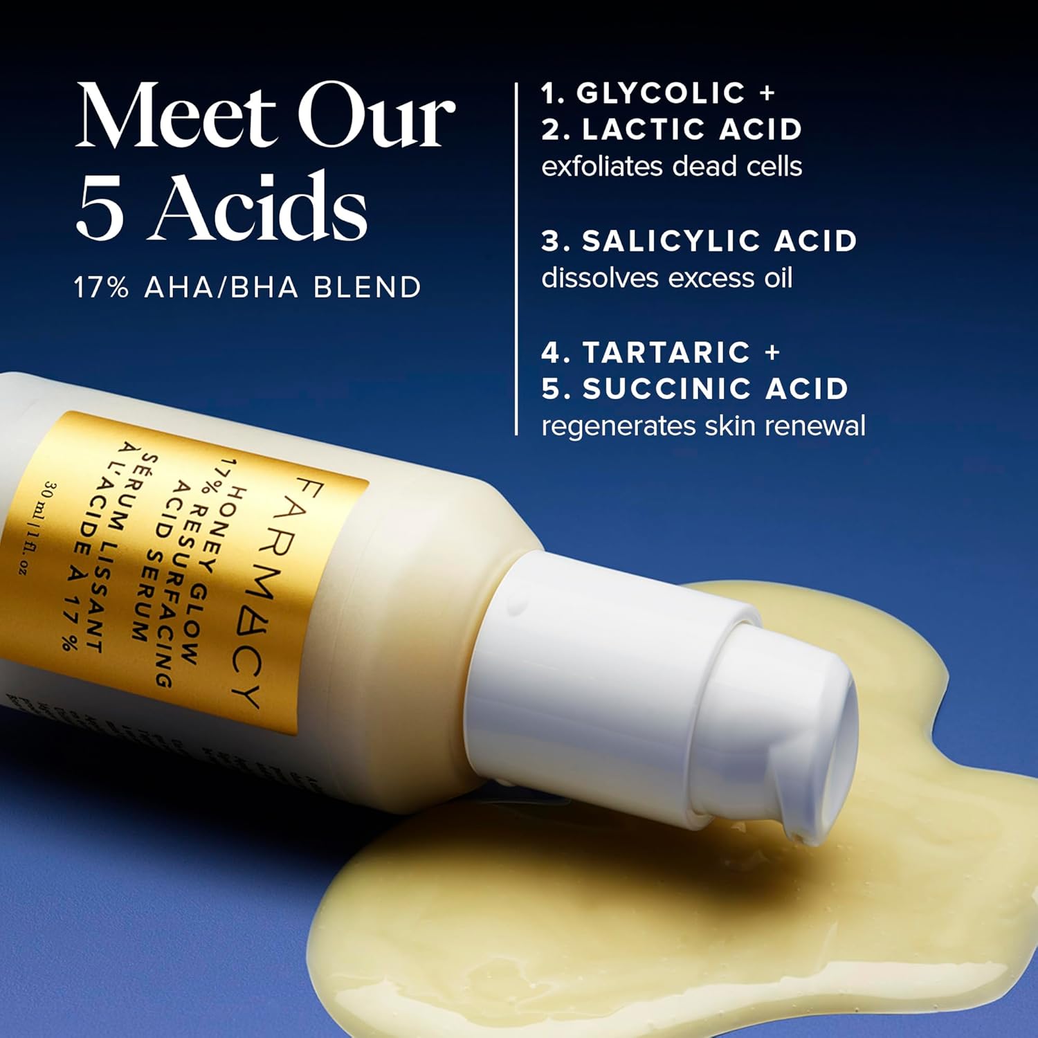 Farmacy Face Exfoliator Serum - Honey Glow 17% Aha + Bha Liquid Exfoliant & Salicylic Acid Serum - Resurfacing Skin Care For Reduced Pores + Texture - Hydrates Skin For An Overall Glow (30Ml) : Beauty & Personal Care