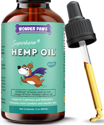 Organic Hemp Oil For Dogs – 9,000 Mg Of Hemp Oil With Alaskan Salmon Oil & Omega 3 Fatty Acids - Hemp For Pets, Joint Health, Anxiety Relief, Calming, Skin & Immune – 60 Ml Hemp Oil Drops