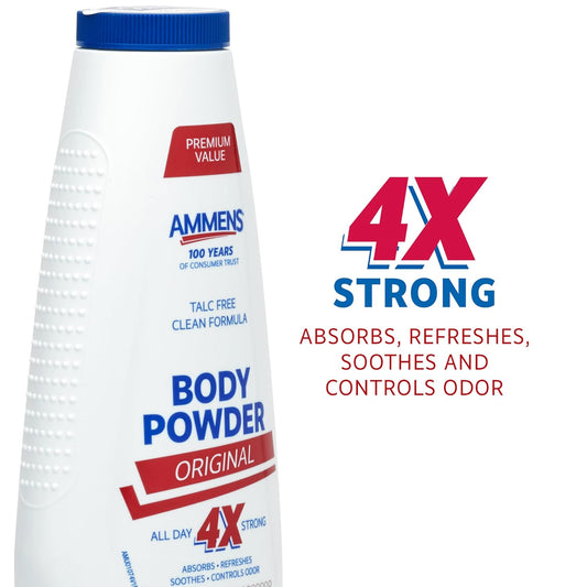 Ammens Original Body Powder - Talc Free Body Powder With Naturally Derived Cornstarch - Free From Dye And Parabens - Soothes Itchy Skin - 11 Oz