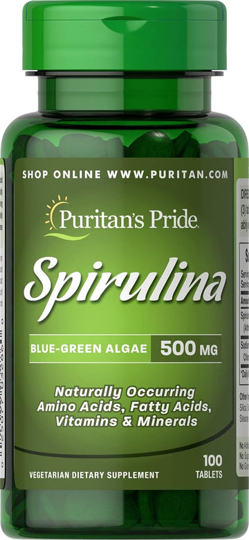 Puritan's Pride Spirulina 500 mg-100 Tablets