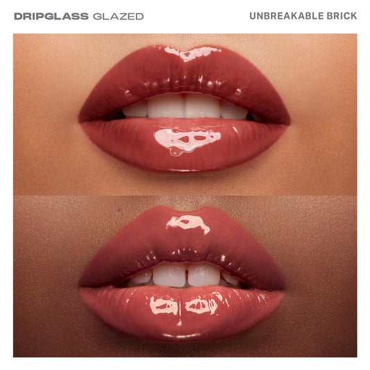 Morphe Dripglass High Shine Lip Gloss - Glazed, Semi-Sheer & Nourishing Lip Makeup - Buildable Formula Infused With Plant-Derived Squalane & Vitamin E - Unbreakable Brick (0.13 Oz)