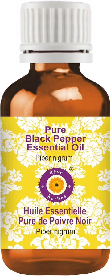 Deve Herbes Pure Black Pepper Essential Oil (Piper Nigrum) With Glass Dropper Steam Distilled 50Ml (1.69 Oz)