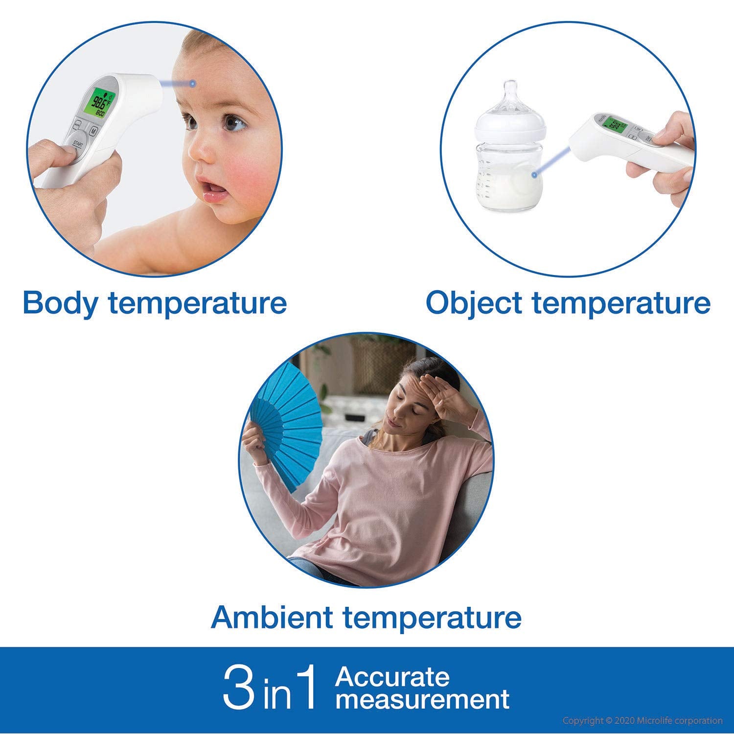 Microlife Non-Contact Forehead Thermometer, Digital Infrared No-Touch Thermometer for Adults, Kids & Baby, Large Backlit LCD Screen, Fever Alarm, Memories & Instant Accurate Readings : Baby
