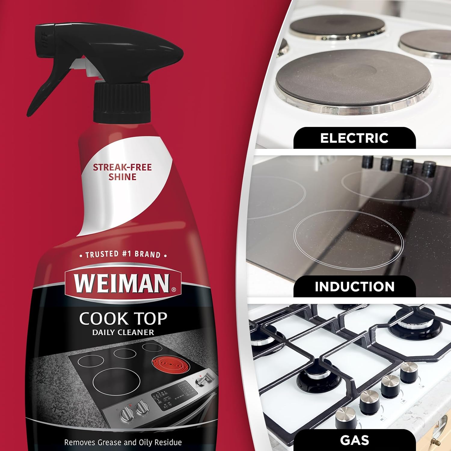 Weiman Cooktop Cleaner for Daily Use (2 Pack) Streak Free, Residue Free, Non-Abrasive Formula - 22 Ounce : Health & Household