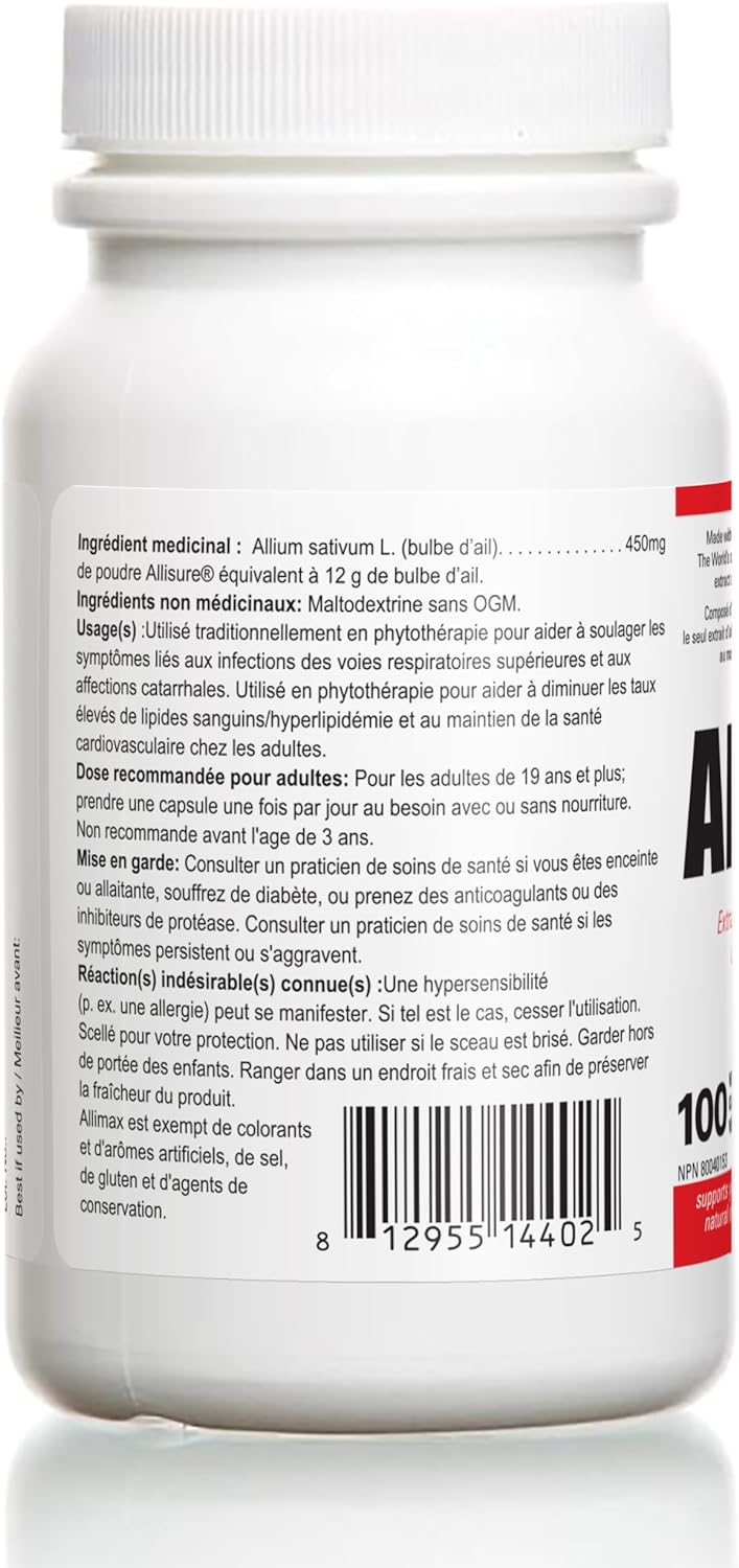 Allimax Pro 450mg 100 Vegicaps. Allicin Garlic Supplement to Support Your Body’s Immune Function. With Stabilized Allicin Extracted from Clean & Sustainable Spanish Grown Garlic. Professional Strength : Health & Household