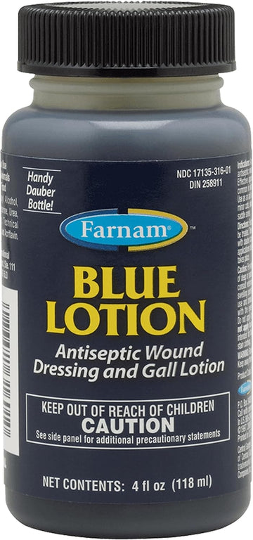 Farnam Blue Lotion Antiseptic Wound Dressing And Gall Lotion For Use On Horses And Dogs, Blue 4 Ounces