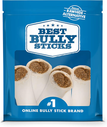 Best Bully Sticks 3-4" Bacon & Cheese Filled Dog Bones 5 Pack Shin Bones For Dogs, Highly Digestible, Long Lasting & Refillable Stuffed Dog Bones