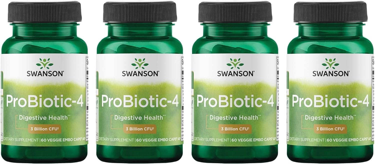 Swanson Probiotic-4 3 Billion Cfu 60 Veg Caps 4 Pack
