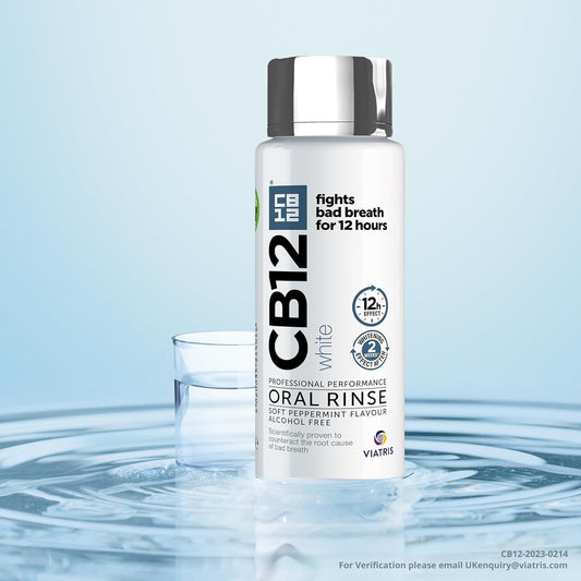 CB12 White Mouthwash, Whiter Teeth After 2 Weeks, Pleasant Breath for 12 Hours, 250 ml (Pack of 2)