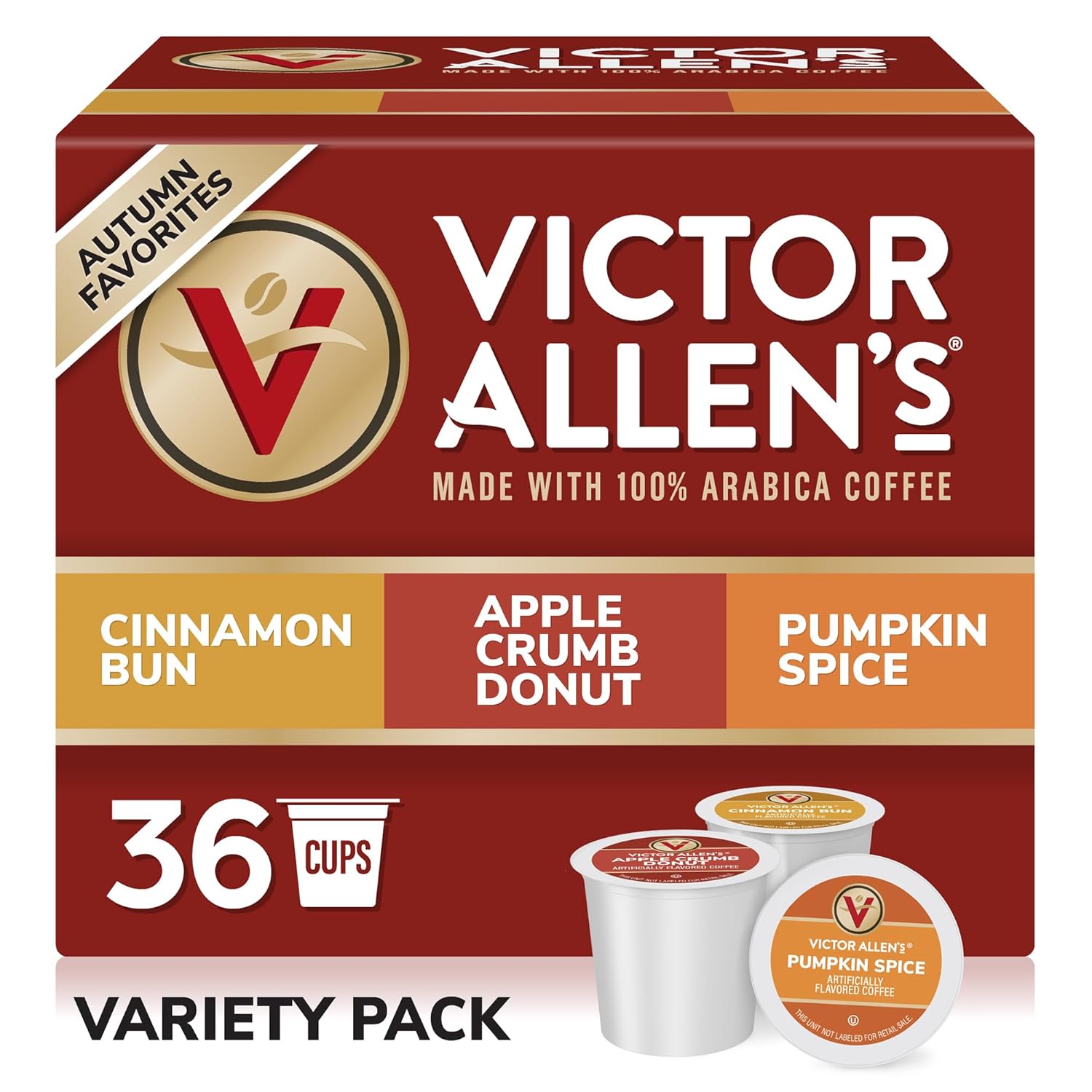 Victor Allen'S Coffee Autumn Favorites Variety Pack, Medium Roast, 36 Count, Single Serve Coffee Pods For Keurig K-Cup Brewers