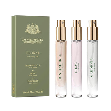 Caswell-Massey Floral Discovery Set – Includes Gardenia, Lilac & Honeysuckle – Travel Size Perfume For Women, Elegant Floral Scents – Botanical Perfume Gift Set – Made In Usa, 0.25 Fl Oz Each
