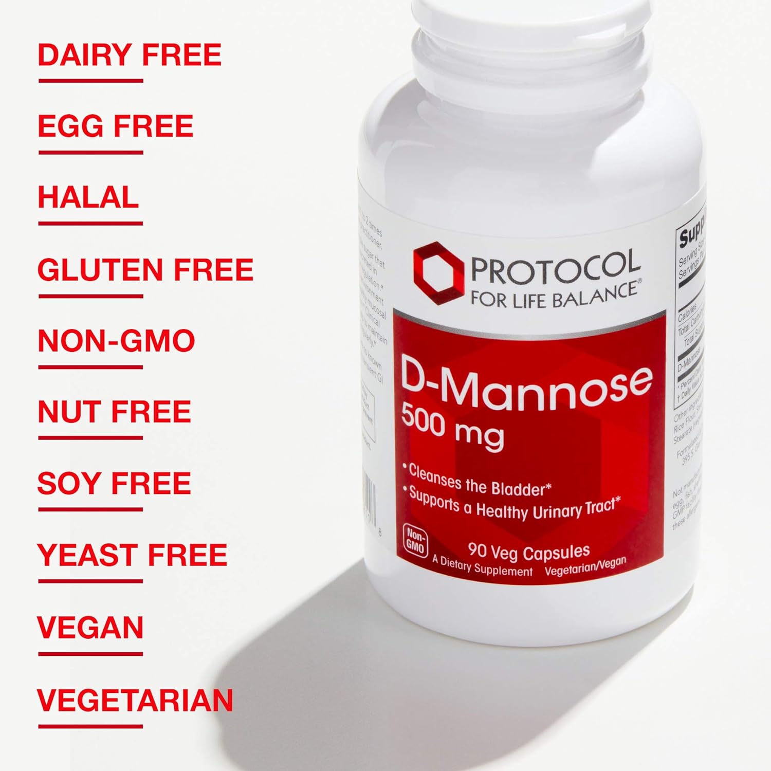 Protocol D-Mannose - 500mg - Bladder Cleanse - Support Healthy Urinary Tract* - for Men & Women - Kosher & Non-GMO - 90 Veg Capsules : Health & Household