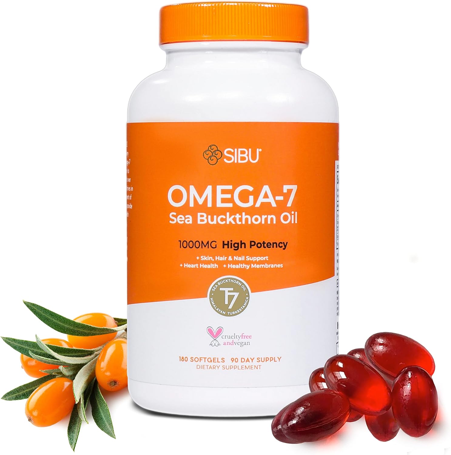 sibu Omega-7 Softgels, Premium Organic Himalayan Sea Buckthorn Oil (18