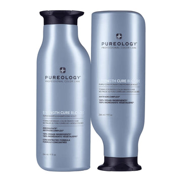 Pureology Strength Cure Blonde Purple Shampoo and Conditioner Set | Tones & Fortifies Brassy Hair | Sulfate-Free | Vegan | Paraben-Free