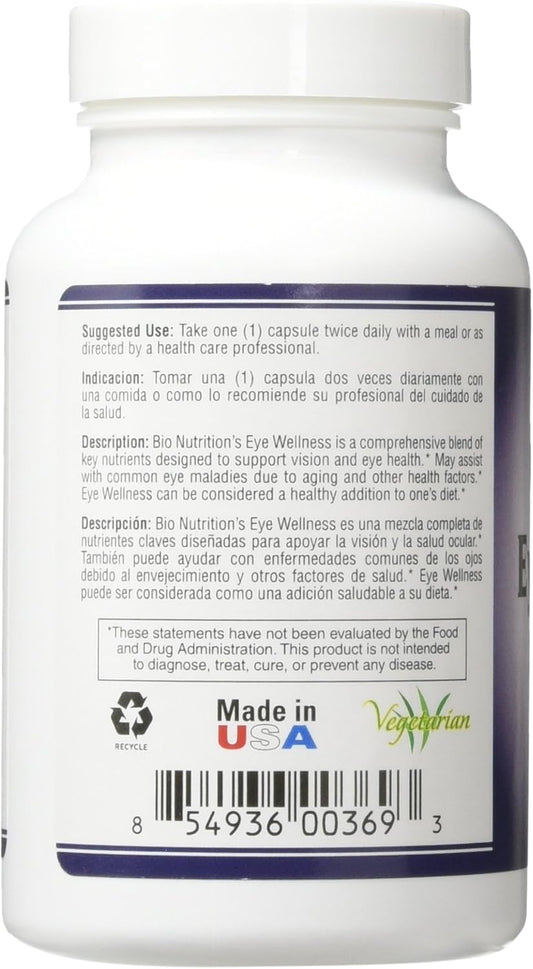 Bio Nutrition Eye Wellness 60 Vegetarian Capsules | Zeaxanthin | 60 Servings Per Bottle | Supports Eye And Vision Health | Vitamin A & Zinc