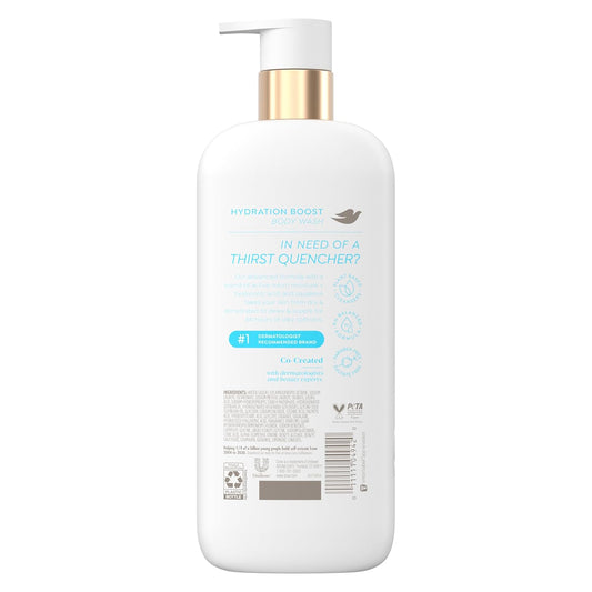 Dove Body Wash Hydration Boost Actively Drenches Dry Skin 6% Hydration Serum With Hyaluronic 18.5 Oz