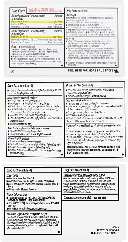 Rite Aid Maximum Strength Daytime and Nighttime Sinus Relief Caplets - 20 Count | Sinus & Cold Medicine | Cough & Cold Medicine | Cold Medicine for Adults | Sinus Pressure & Tension Headache Relief