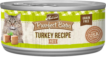 Merrick Purrfect Bistro Grain Free Premium Soft Canned Pate Adult Wet Cat Food, High Protein Turkey Recipe - (Pack Of 24) 3 Oz. Cans