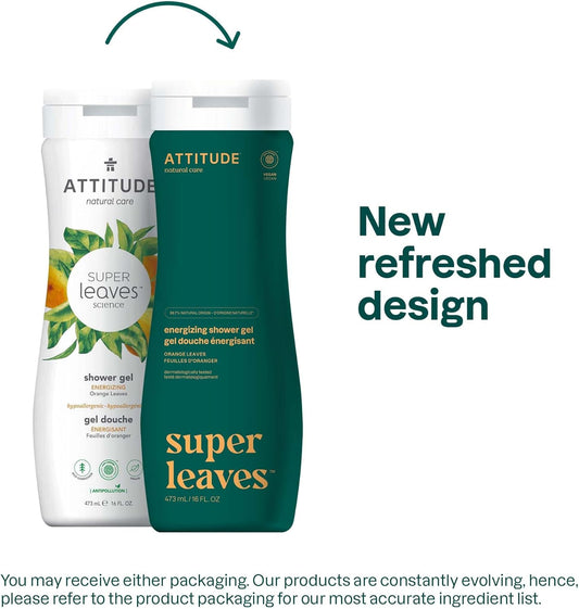 Attitude Body Wash, Ewg Verified Shower Gel, Dermatologically Tested, Plant And Mineral-Based, Vegan Personal Care Products, Olive Leaves, 473 Ml
