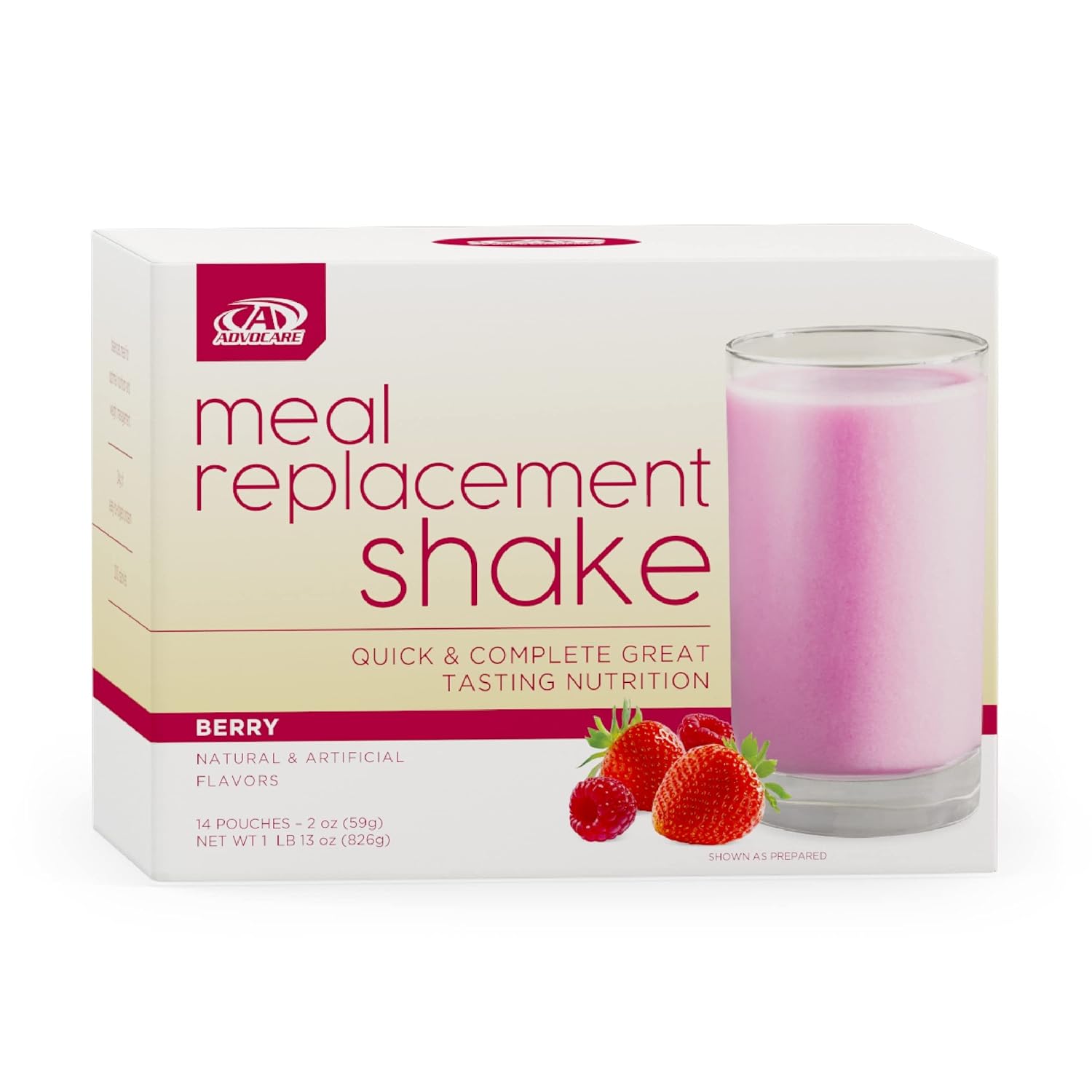 Advocare Meal Replacement Shake - Convenient, Delicious Shake Mix With Vitamins, Fiber & Protein - Contains Whey Protein, Oat Fiber, Biotin & More - Berry, 14 Pouches