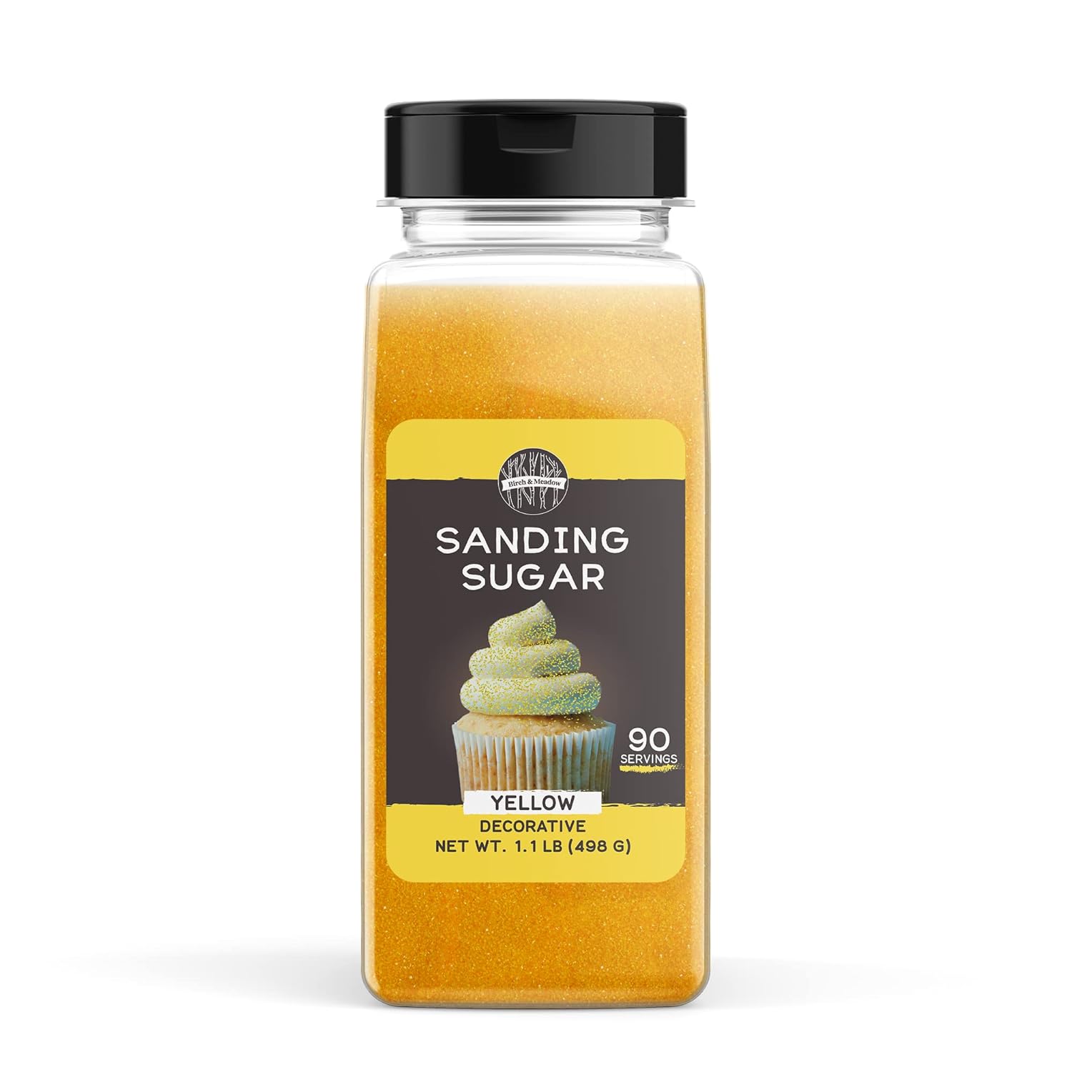 Birch & Meadow Sanding Sugar, Yellow, 1.1 Lb. Colorful Sugar Crystals For Festive Holiday Baking